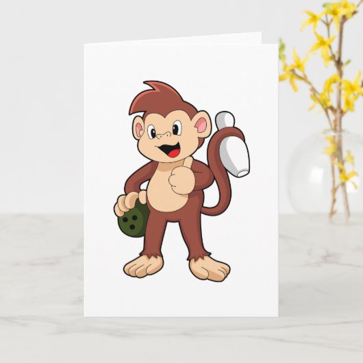 Monkey at Bowling with Bowling Kaart (Gele Bloem)