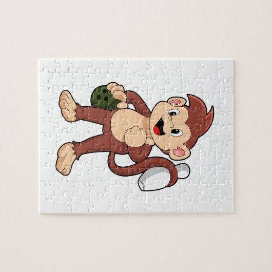 Monkey at Bowling with Bowling Legpuzzel (Horizontaal)