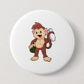 Monkey at Bowling with Bowling Ronde Button 7,6 Cm (Voorkant)