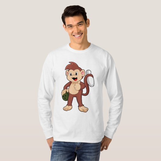 Monkey at Bowling with Bowling T-shirt (Voorkant volledig)