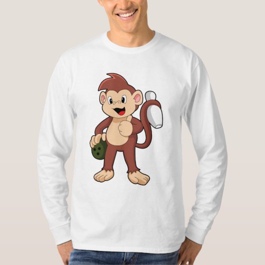 Monkey at Bowling with Bowling T-shirt (Voorkant)