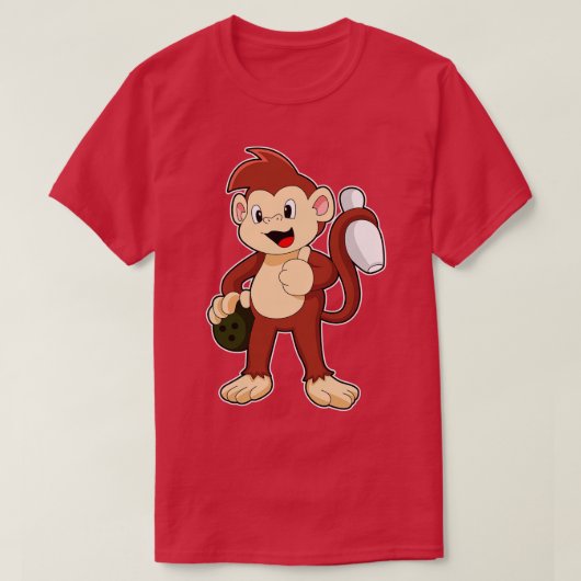 Monkey at Bowling with Bowling T-shirt (Design voorkant)