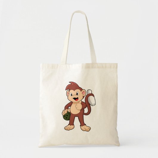 Monkey at Bowling with Bowling Tote Bag (Voorkant)