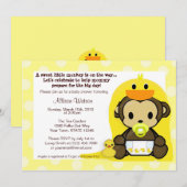 Monkey Baby Duckie Bath Shower Uitnodiging (Voorkant / Achterkant)