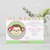 Monkey Baby Girl Shower Kaart (Staand voorkant)