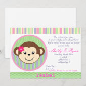 Monkey Baby Girl Shower Kaart (Voorkant / Achterkant)