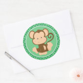 Monkey | Baby Safari Dieren Classic Ronde Sticker (Envelop)