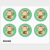 Monkey | Baby Safari Dieren Classic Ronde Sticker (Vel)