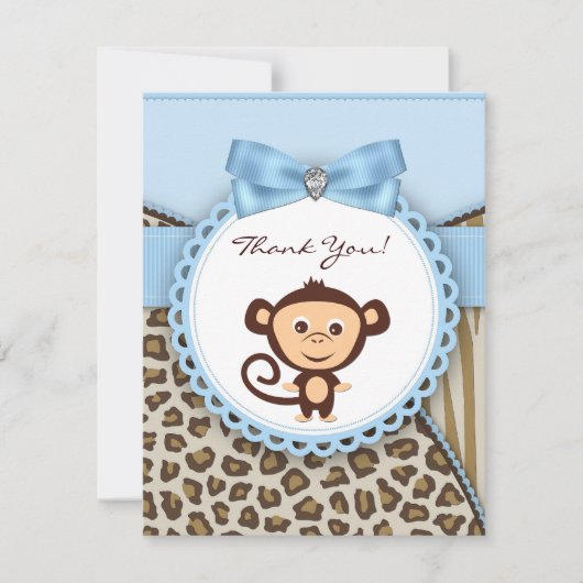 Monkey Baby shower Bedankt kaarten (Voorkant)