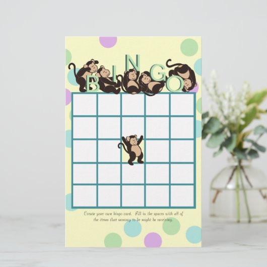 Monkey Baby shower Bingo (Staand voorkant)