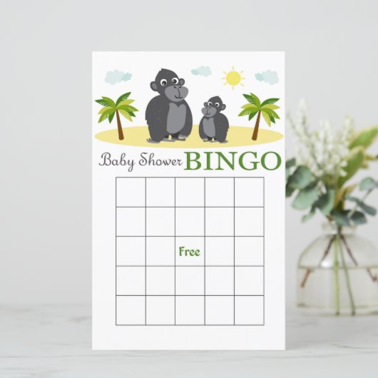 Monkey baby shower bingo card (Staand voorkant)