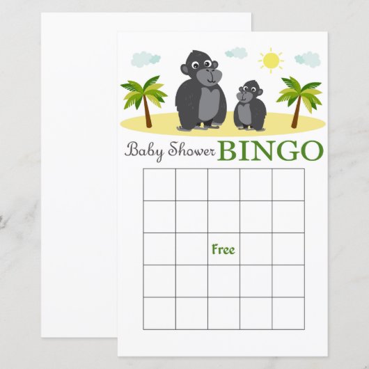 Monkey baby shower bingo card (Voorkant / Achterkant)
