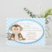 Monkey Baby shower/Birthday Invitation Boys Kaart (Staand voorkant)
