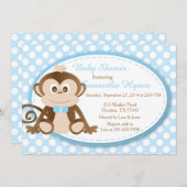 Monkey Baby shower/Birthday Invitation Boys Kaart (Voorkant / Achterkant)