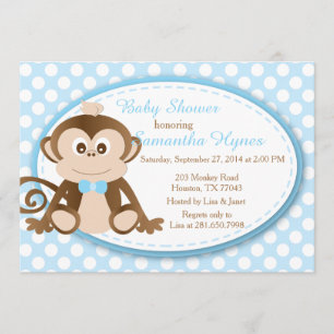 Monkey Baby shower/Birthday Invitation Boys Kaart