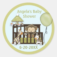 Monkey Baby shower blanco labels/zegels CA-Blue #0