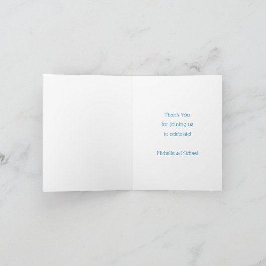 Monkey Baby shower Blue Bedankkaart (Binnen)