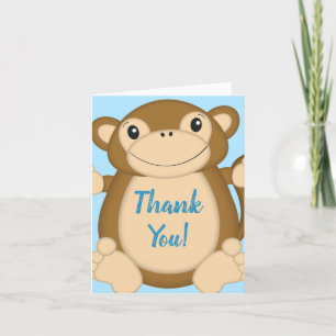 Monkey Baby shower Blue Bedankkaart