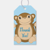 Monkey Baby shower Blue Cadeaulabel (Voorkant)