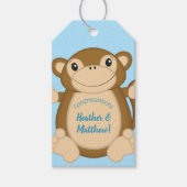 Monkey Baby shower Blue Cadeaulabel (Voorkant)