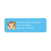 Monkey Baby shower Blue Etiket (Voorkant)