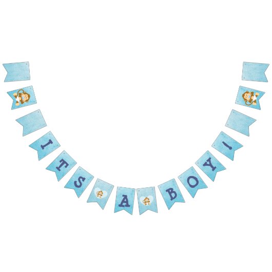 Monkey Baby shower Blue Flag Banner (Alle)