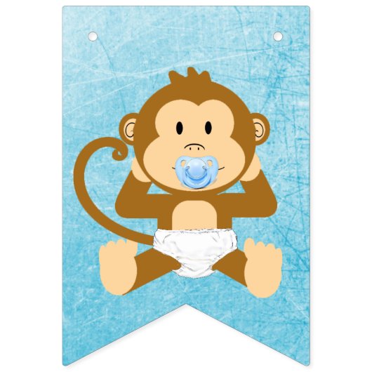 Monkey Baby shower Blue Flag Banner (Tweede vlag)