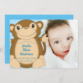 Monkey Baby shower Blue Kaart (Voorkant / Achterkant)