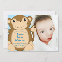 Monkey Baby shower Blue Kaart