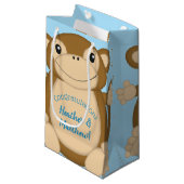 Monkey Baby shower Blue Klein Cadeauzakje (Voorkant Gekanteld)