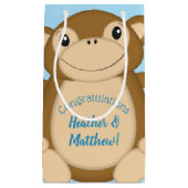 Monkey Baby shower Blue Klein Cadeauzakje (Voorkant)