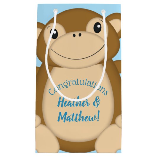 Monkey Baby shower Blue Klein Cadeauzakje (Voorkant)