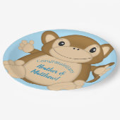 Monkey Baby shower Blue Papieren Bordje (Gekanteld)