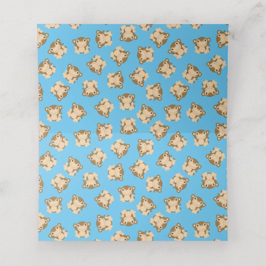 Monkey Baby shower Blue Plaatskaartje (Binnenkant ongevouwen)