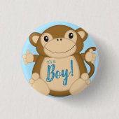 Monkey Baby shower Blue Ronde Button 3,2 Cm (Voorkant)