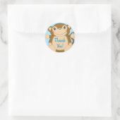 Monkey Baby shower Blue Ronde Sticker (Tas)