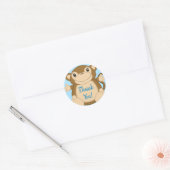 Monkey Baby shower Blue Ronde Sticker (Envelop)