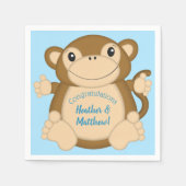 Monkey Baby shower Blue Servet (Voorkant)