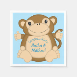 Monkey Baby shower Blue Servet