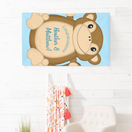Monkey Baby shower Blue Spandoek (Insitu)