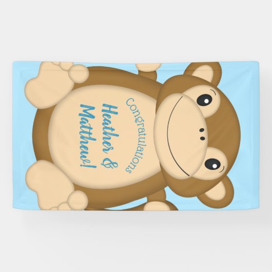Monkey Baby shower Blue Spandoek (Horizontaal)