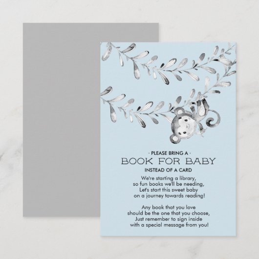 Monkey Baby shower Boek voor Baby Kaart (Voorkant / Achterkant)
