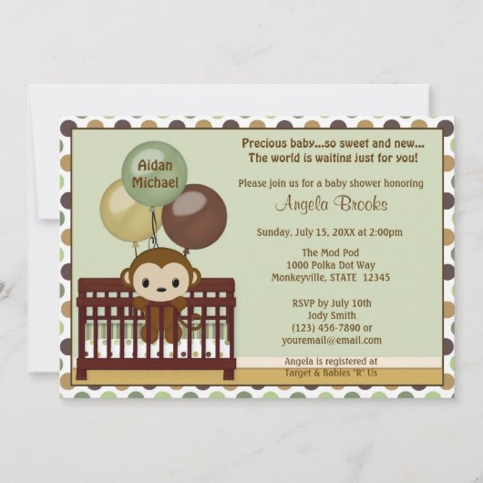 MONKEY Baby shower call Mod Pod Pop Wieg MPP Kaart (Voorkant)