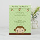 MONKEY Baby shower Calls Polka Dot GREEN MPP3 Kaart (Staand voorkant)
