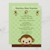 MONKEY Baby shower Calls Polka Dot GREEN MPP3 Kaart (Voorkant / Achterkant)