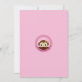 MONKEY Baby shower Calls Polka Dot PINK GIRL Kaart (Achterkant)