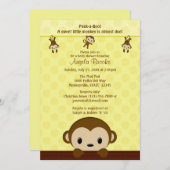 MONKEY Baby shower Calls Polka Dot YELLOW MPP Kaart (Voorkant / Achterkant)