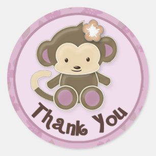 Monkey Baby shower Dank u labels / zegels CJ-O #04