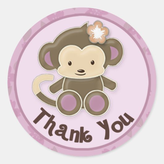 Monkey Baby shower Dank u labels / zegels CJ-O #04 (Voorkant)