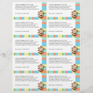 Monkey Baby shower Diaper Raffle